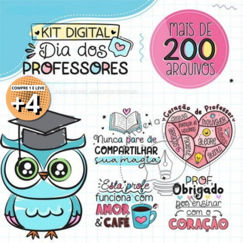Kit Digital Dia dos Professores Corujinha Cliparts e Mimos