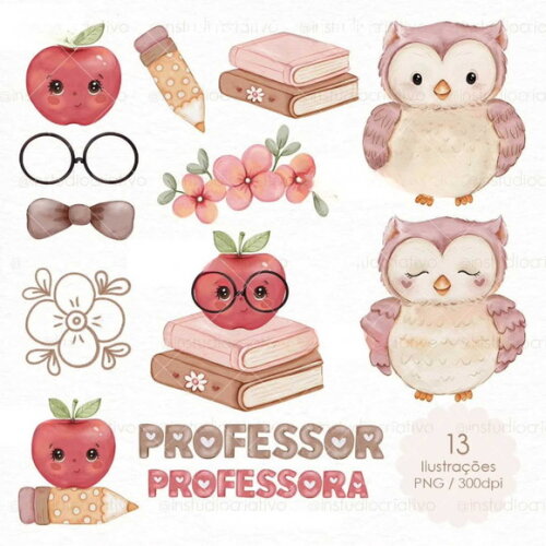 Kit Digital Dia dos Professores Aquarela (pague 1 Leve +4)