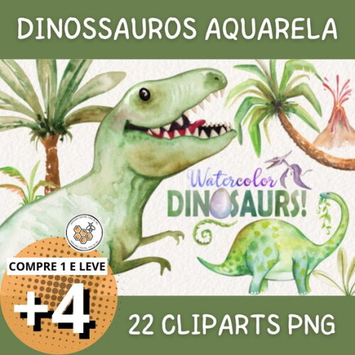 Kit Digital Dinossauro Aquarela