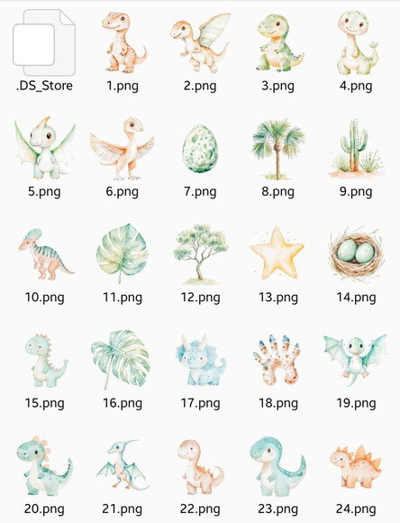 Kit Digital Dinossauro Aquarela 49 Png Premium