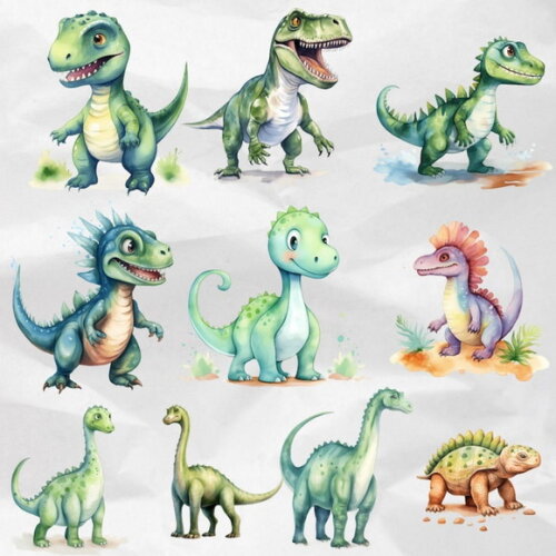 Kit Digital Dinossauro Aquarela Premium - Dinosaurs (ddm)
