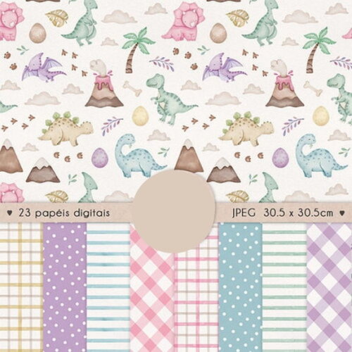 Kit Digital Dinossauro Candy Color - Dinos Candy