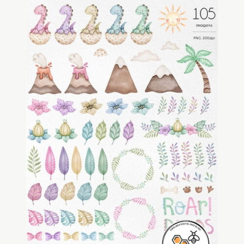 Kit Digital Dinossauro Candy Color - Dinos Candy