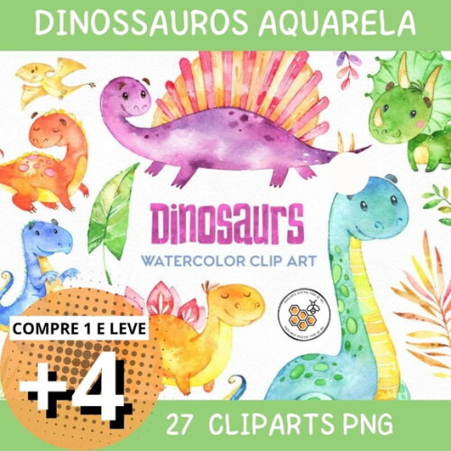 Kit Digital Dinossauros Aquarela - Dinosaurs Sj