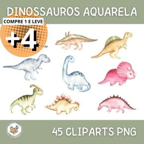 Kit Digital Dinossauros Aquarela - World Of Dinosaurs
