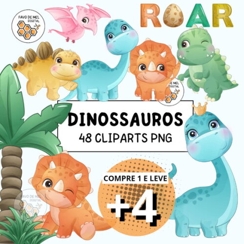 Kit Digital Dinossauros Aquarela #7