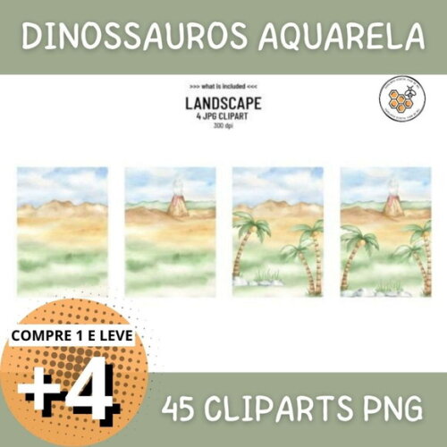 Kit Digital Dinossauros Aquarela - World Of Dinosaurs