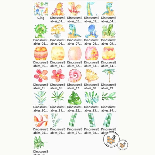 Kit Digital Dinossauros Baby Aquarela - Babies Dinosaurs Sj