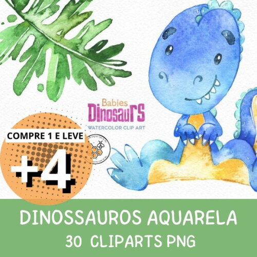 Kit Digital Dinossauros Baby Aquarela - Babies Dinosaurs Sj
