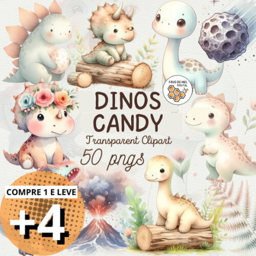 Kit Digital Dinossauros Candy Aquarela (ddm)