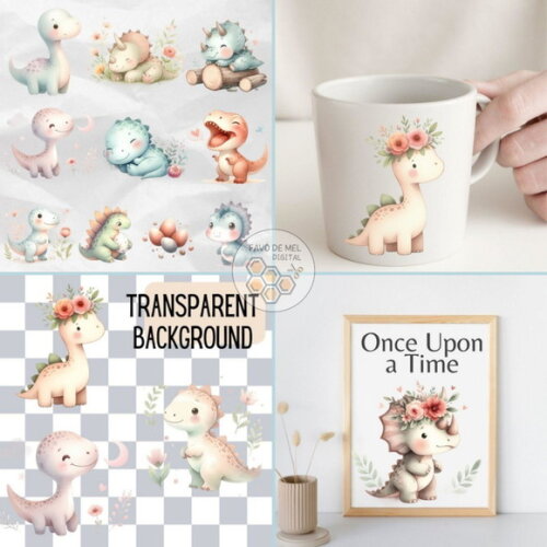 Kit Digital Dinossauros Candy Aquarela (ddm)