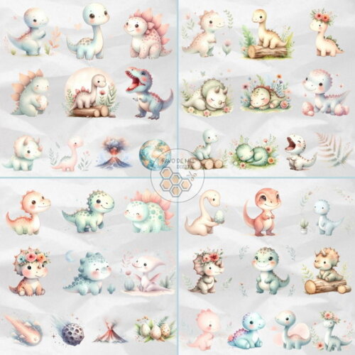Kit Digital Dinossauros Candy Aquarela (ddm)