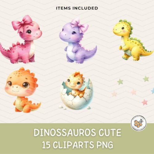 Kit Digital Dinossauros Cute Baby Aquarela