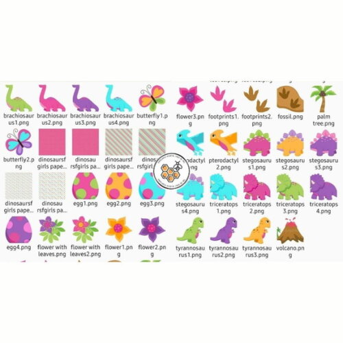 Kit Digital Dinossauros Menina #dino14