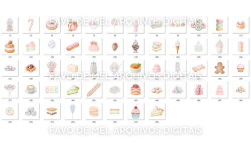 Kit Digital Doces Guloseimas Confeitaria Aquarela Candy #17