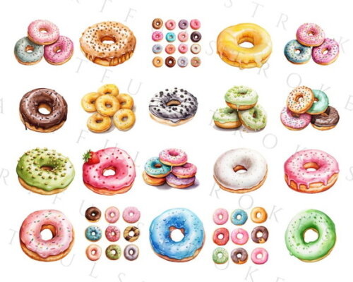 Kit Digital Donuts Aquarela (artfs)