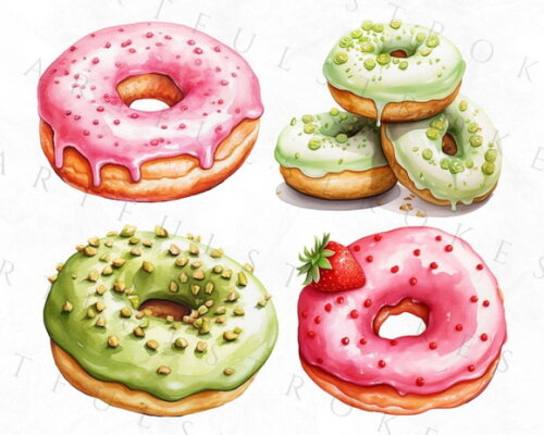 Kit Digital Donuts Aquarela (artfs)
