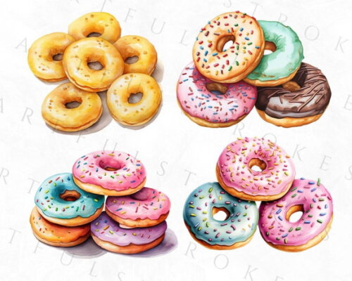 Kit Digital Donuts Aquarela (artfs)