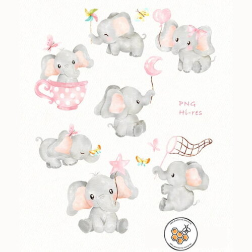 Kit Digital Elefantinho Rosa 01 - Pink Baby Elephant