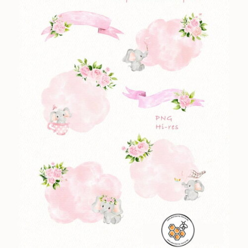 Kit Digital Elefantinho Rosa 01 - Pink Baby Elephant