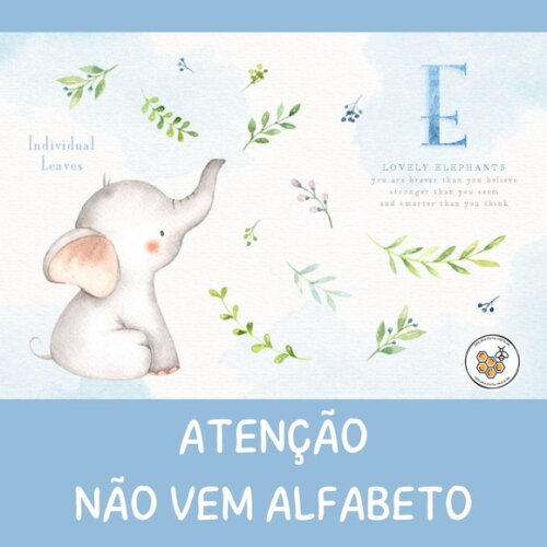 Kit Digital Elefantinho Baby Azul Aquarela - Lovely Elephant