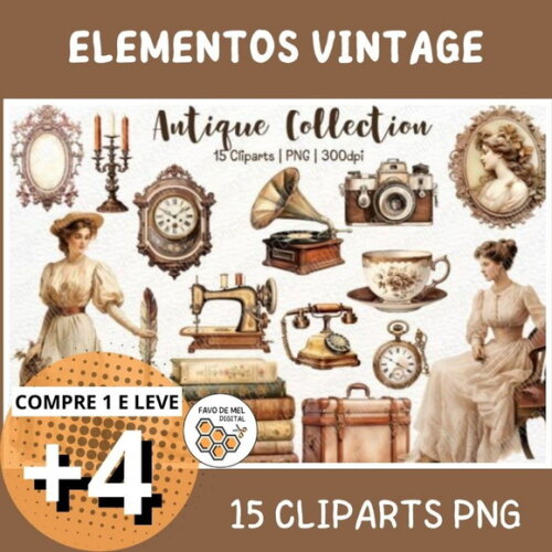 Kit Digital Elementos Vintage - Antique Collection