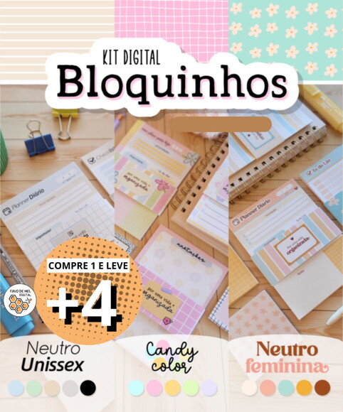 Kit Digital Encadernação Bloquinhos - Coleção Completa