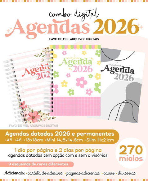 Kit Digital Encadernação Agendas 2026