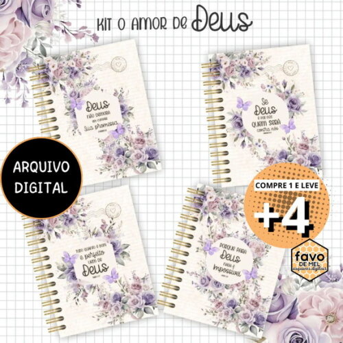 Kit Digital Encadernação Cristã - Amor de Deus - Mimos