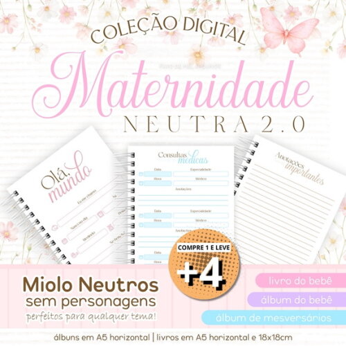 Kit Digital Encadernação Maternidade Neutra 2