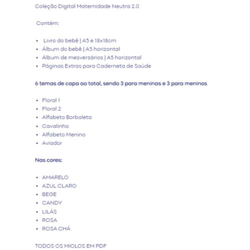 Kit Digital Encadernação Maternidade Neutra 2