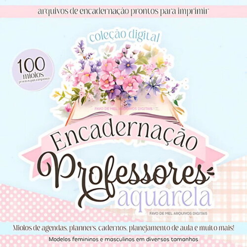 Kit Digital Encadernação Professores Aquarela