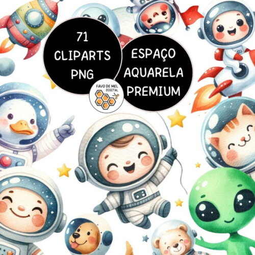 Kit Digital Espaço Aquarela Premium - Space Clipart Aas