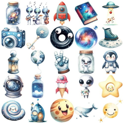 Kit Digital Espaço Aquarela Premium - Space Clipart Aas