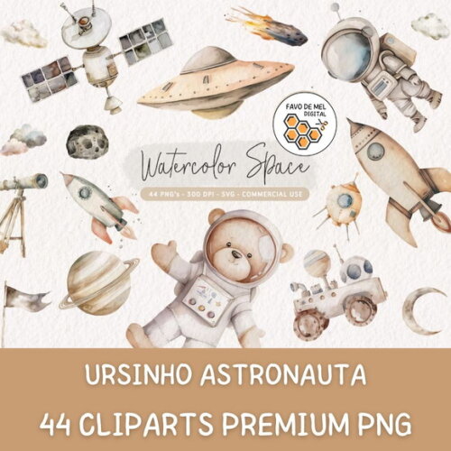 Kit Digital Espaço Aquarela Premium - Watercolor Space Kd