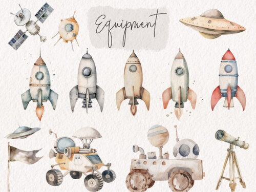Kit Digital Espaço Aquarela Premium - Watercolor Space Kd