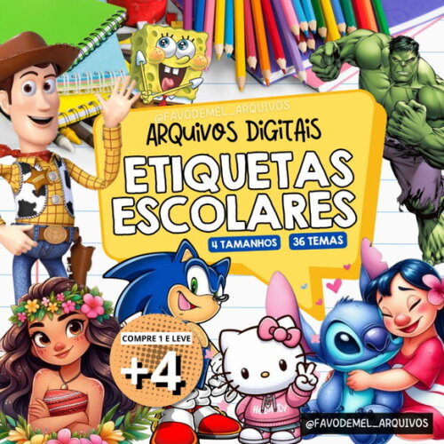Kit Digital Etiquetas Escolares #2 (pague 1 Leve +4)
