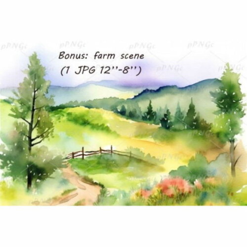 Kit Digital Fazendinha Aquarela - Charming Farm Animals