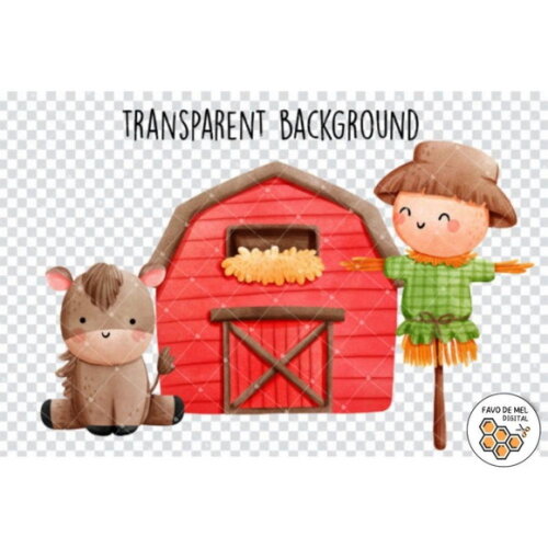 Kit Digital Fazendinha Aquarela - Farm Animals