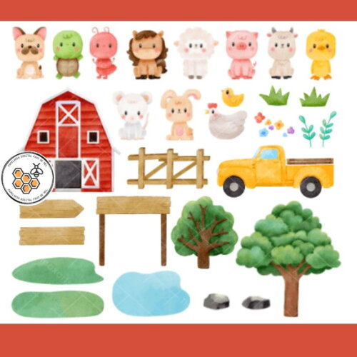 Kit Digital Fazendinha Aquarela - Farm Animals - Faz07