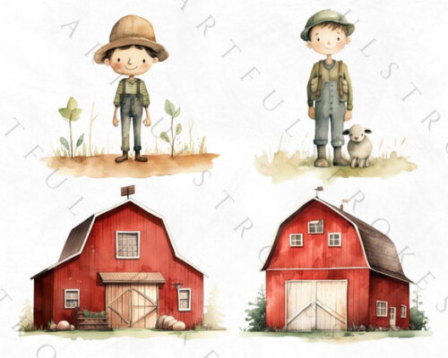 Kit Digital Fazendinha Aquarela - Farmyard (artfs)