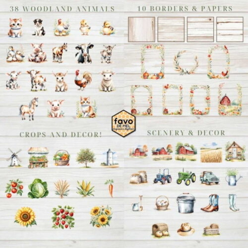Kit Digital Fazendinha Aquarela Country Farm (msp) Png