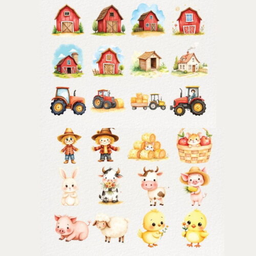 Kit Digital Fazendinha Aquarela Premium - Cute Farm (dcsa)