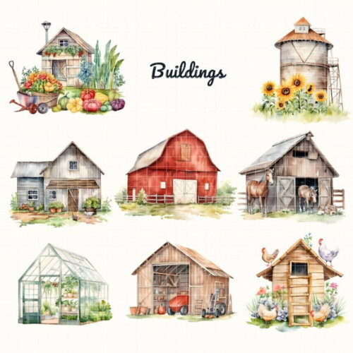 Kit Digital Fazendinha Aquarela Premium - Cute Farm Cc