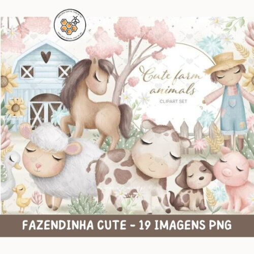 Kit Digital Fazendinha Cute Aquarela Premium #faz06