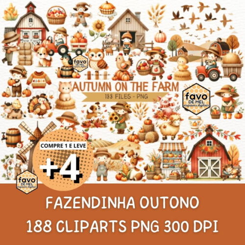 Kit Digital Fazendinha Outono Aquarela (nca)