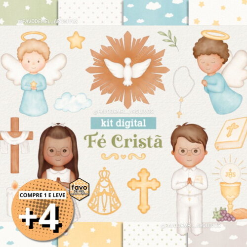 Kit Digital Fé Cristã - Crianças Cristãs Aquarela
