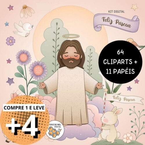 Kit Digital Feliz Páscoa Cristã - Jesus - Lmy