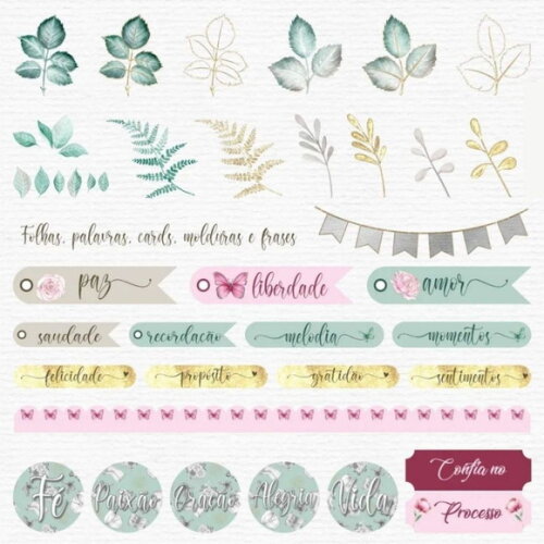 Kit Digital Floral Aquarela - Coleção Sentimentos