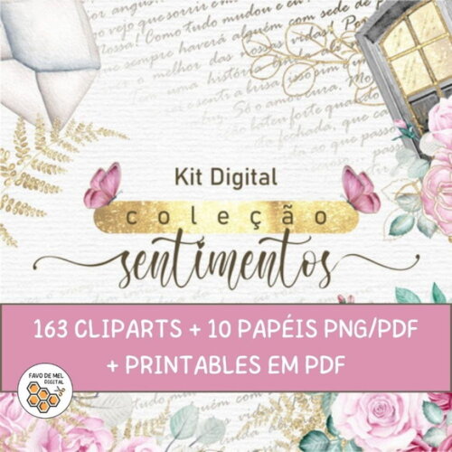 Kit Digital Floral Aquarela - Coleção Sentimentos